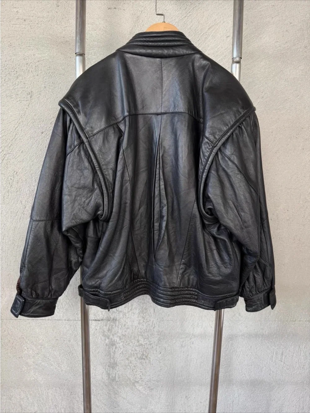 Black Leather Zip-Front Jacket - Women